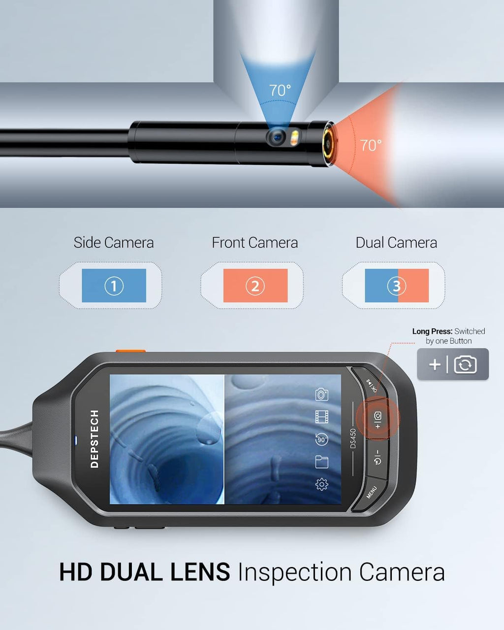 4.5 IPS Screen 1080P HD Dual Lens Borescope Camera I984