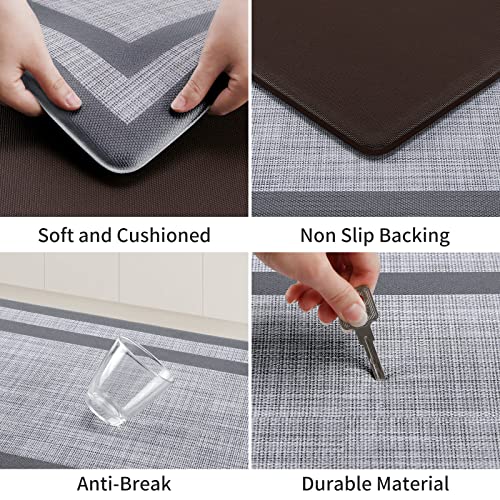 2 PCS Black and Gray Anti-Fatigue Kitchen Mat B5802
