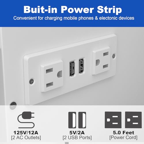 White Twin Size Murphy Bed with Charging Station and Drawer U319142