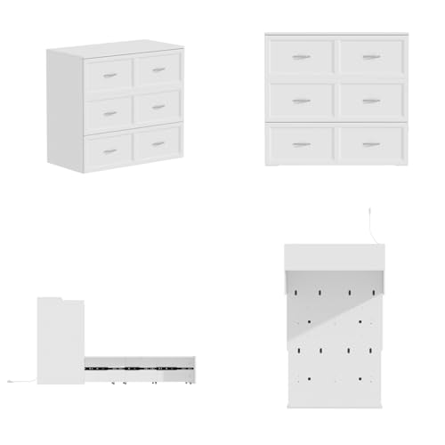 White Twin Size Murphy Bed with Charging Station and Drawer U319142