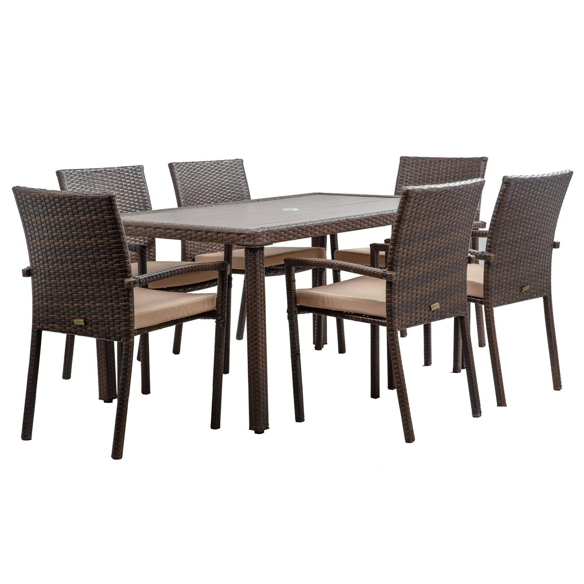 7 Pieces Patio Furniture Dining Set with Cushioned Chair P48912