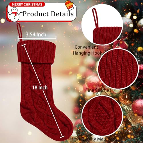 18" Cable Knit Christmas Stockings 6-Pack O29475
