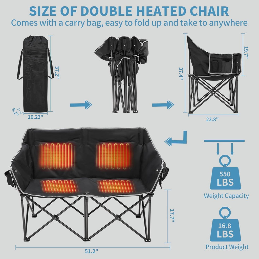 Heated Double Folding Camping Chair D50009