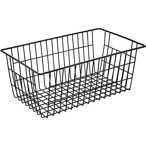 15.2" Black Metal Wire Storage Baskets 6 Pack with Handles V4817