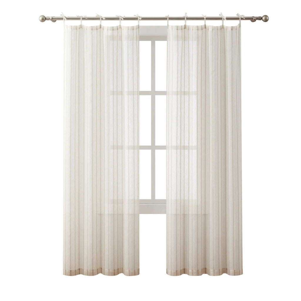 Taupe Light Filtering Tie Top Curtain Panel Pair, 76" x 95" J45176