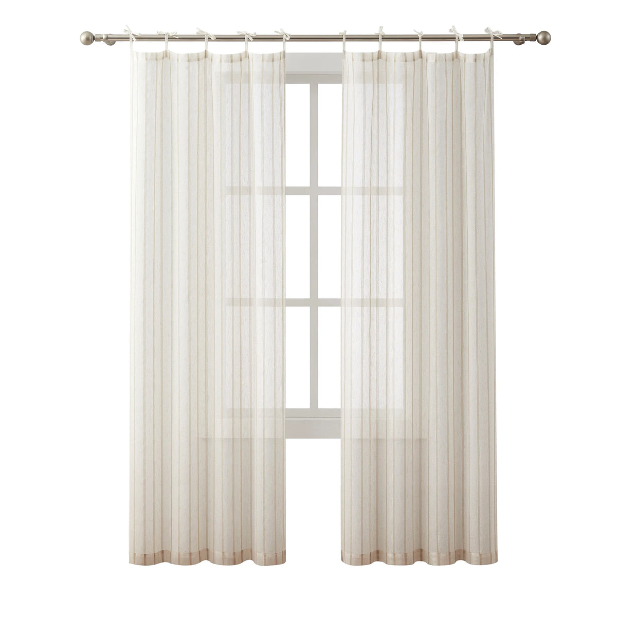 Taupe Light Filtering Tie Top Curtain Panel Pair, 76" x 95" J45176