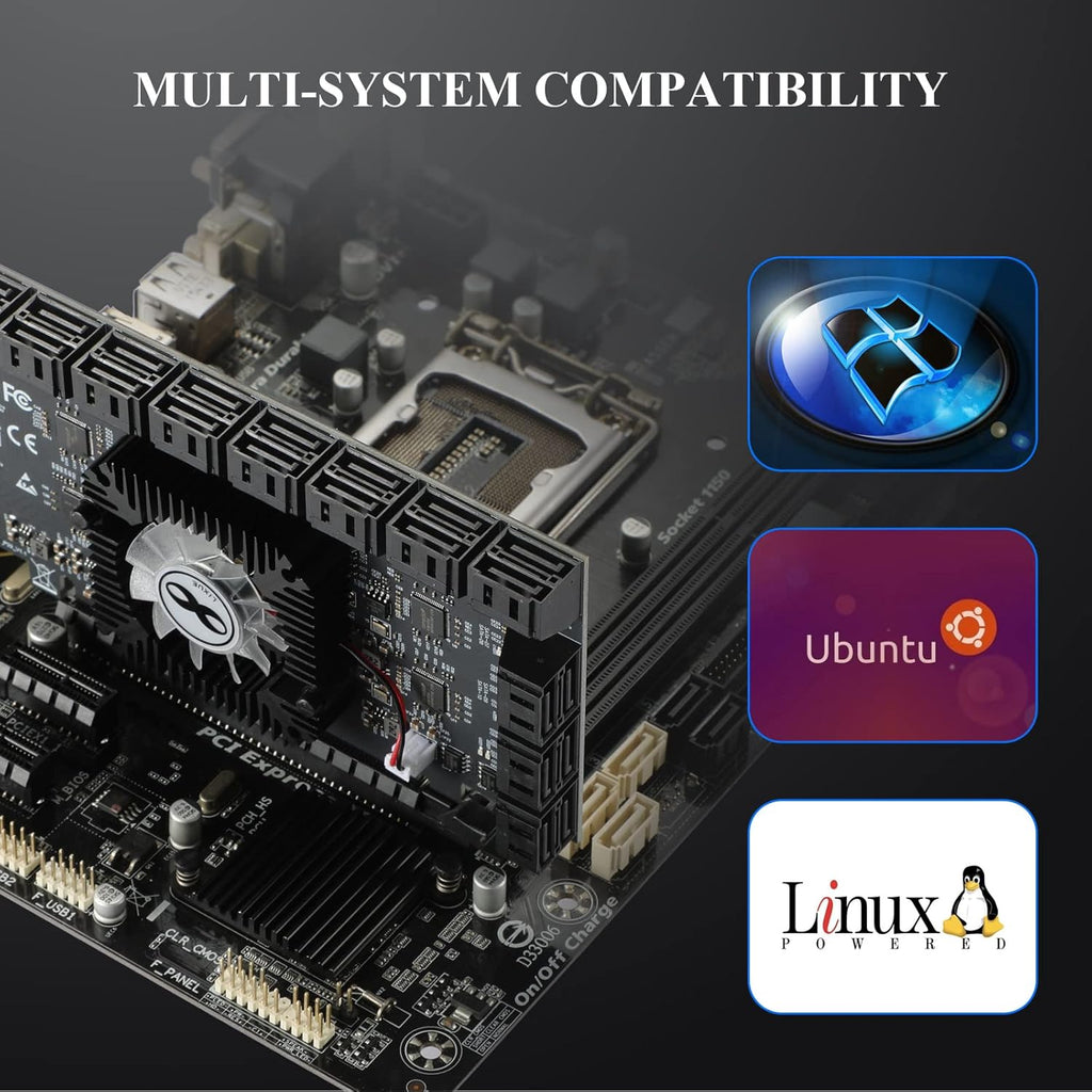 PCIE 16X SATA Card 24 Ports, 6 Gbit/s SATA 3.0 PCIe Card M903249