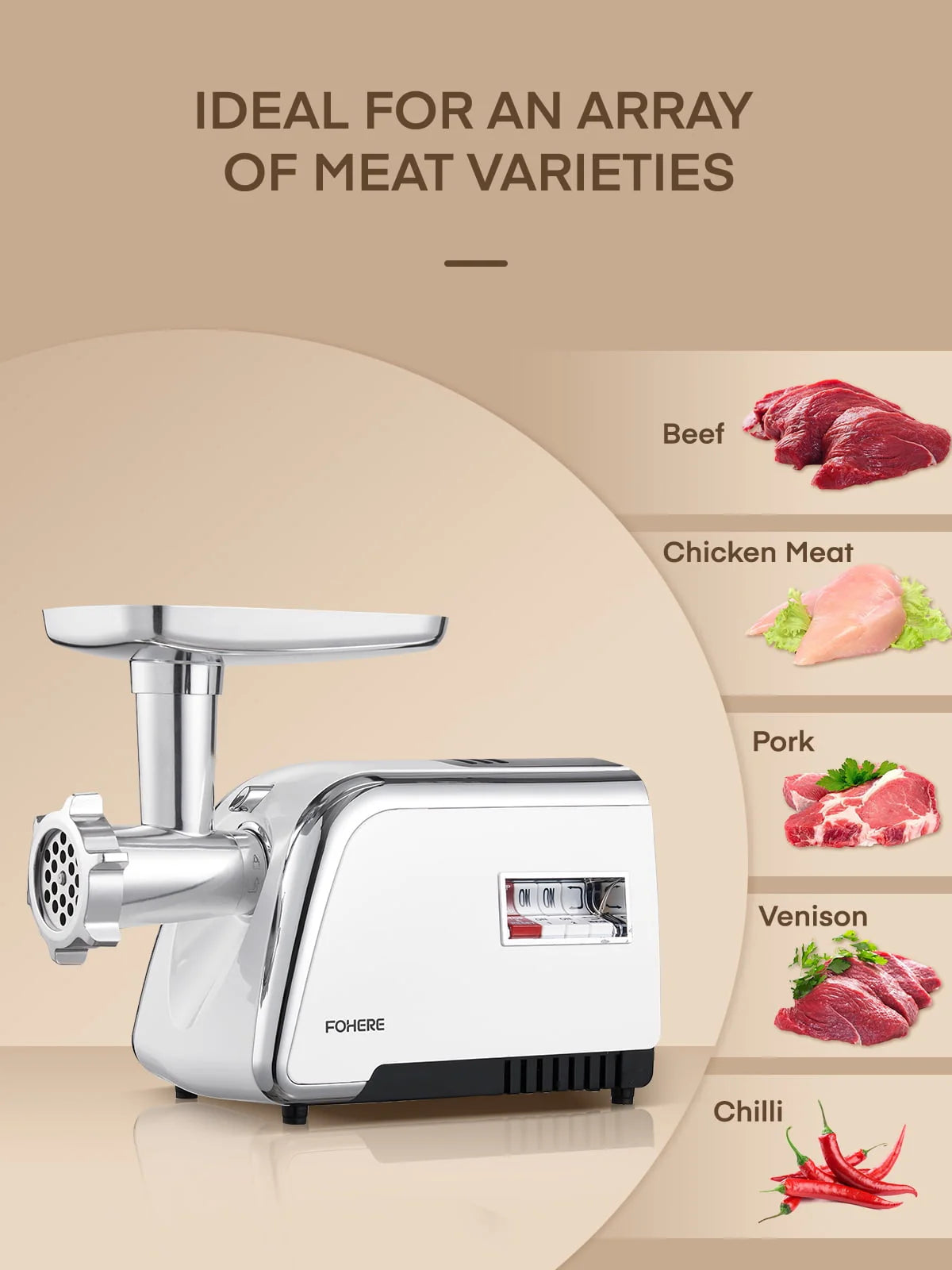 Electric Meat Grinder 3000W with 4 Stainless Steel Grinding Plates J9580
