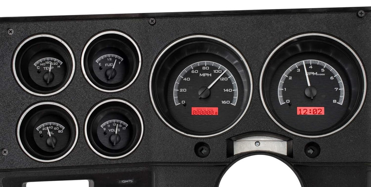 Black Alloy Analog Dash Gauges System I37508