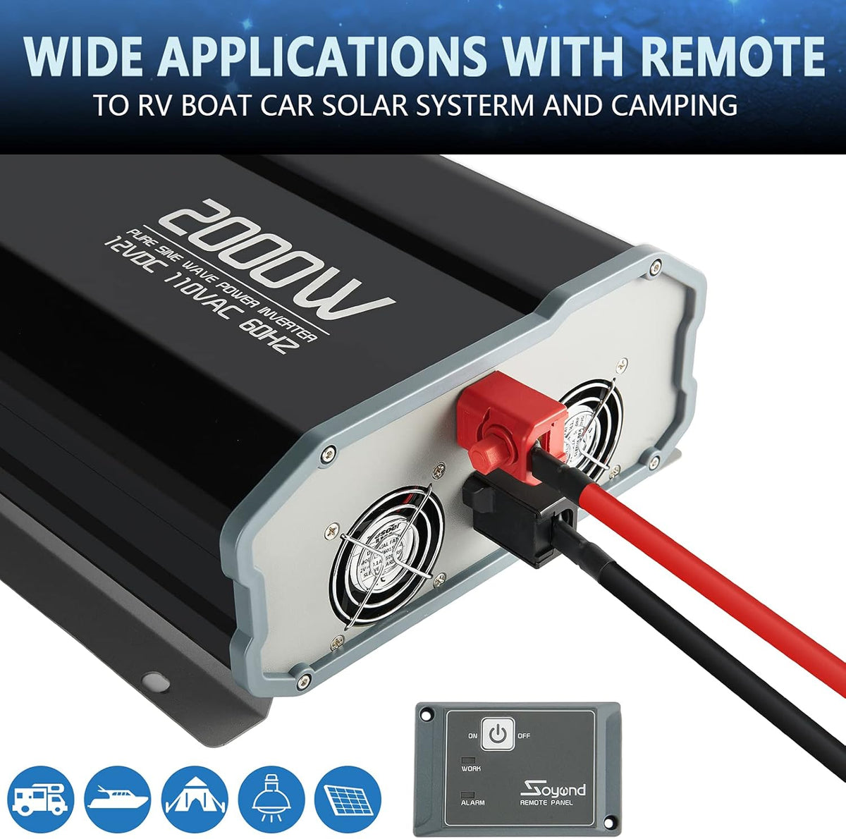 Pure Sine Wave 2000 Watt Power Inverter with Remote Controller X82530