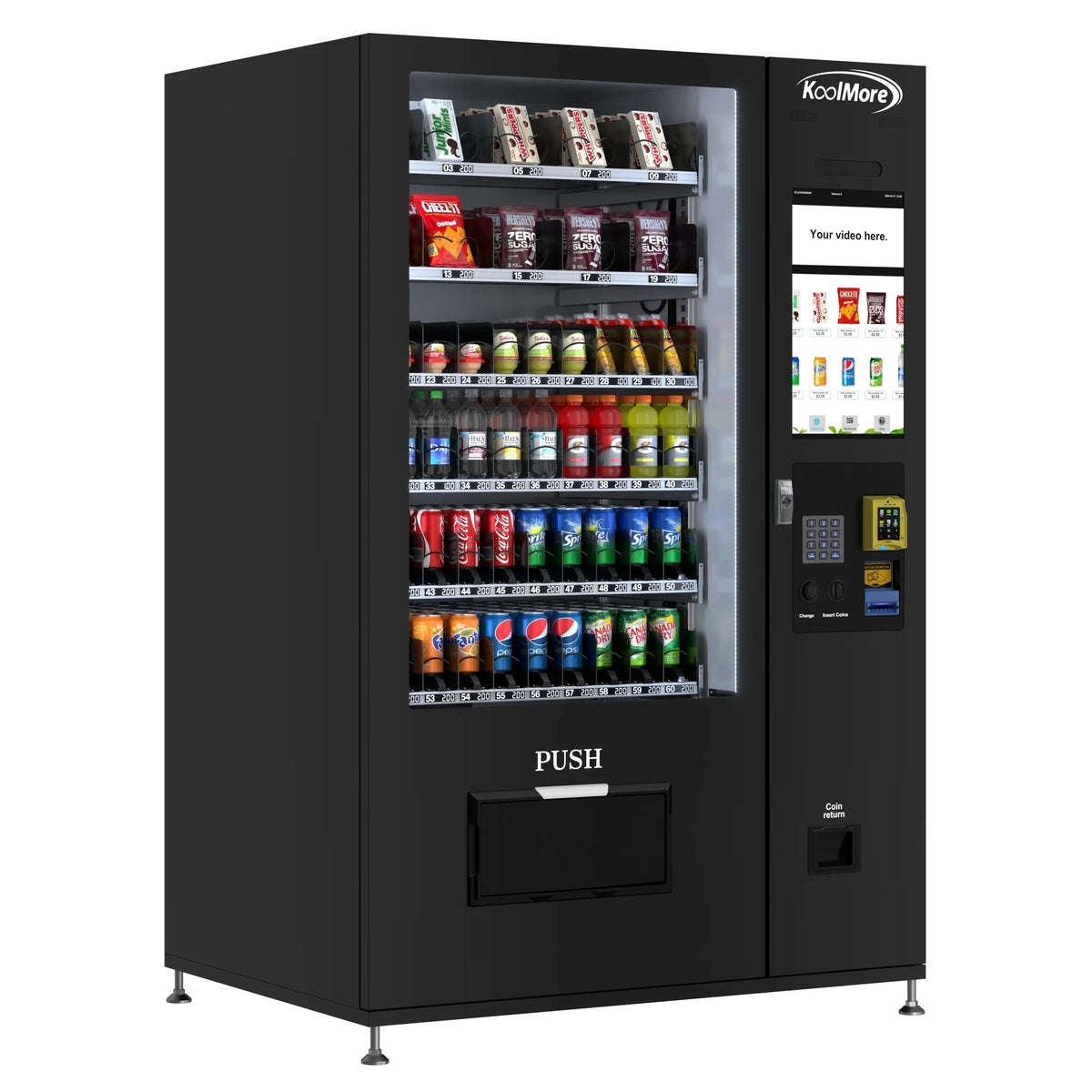 Refrigerated Snack Vending Machine with 60 Slots and 22 Inch Touch Screen in Black G490911