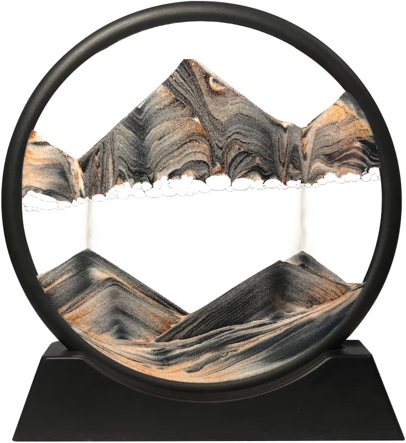 Moving Sand Art Picture Round Glass 3D Deep Sea (Green, 7 Inch) U321707