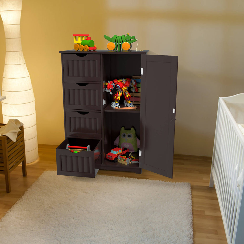 Brown Storage Cabinet with 4-Drawers 2-Shelves Y283224