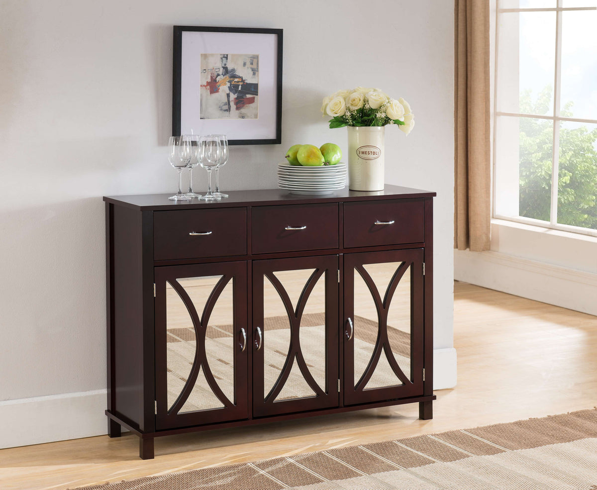 Espresso Buffet Cabinet Server with 3 Cabinets and 3 Drawers U4436