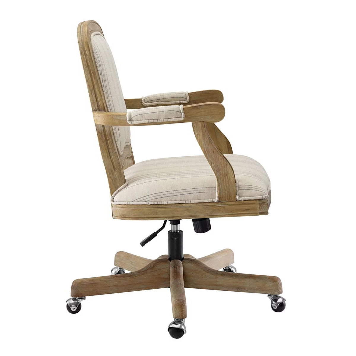 Beige Stripe Upholstered Office Chair with Wheels Q512