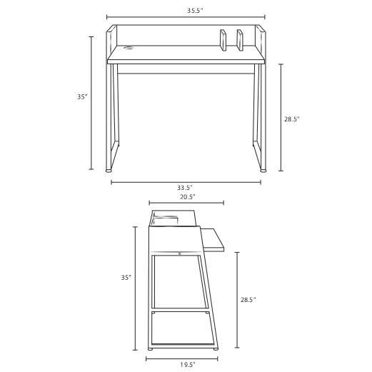 White Natural Wood Writing Desk C975