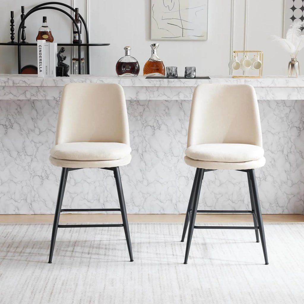 26'' Counter Height Bar Stools Set of 2 Beige E9629