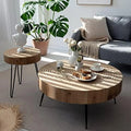2-Piece Round Nesting Coffee Table Set Natural Finish K484131