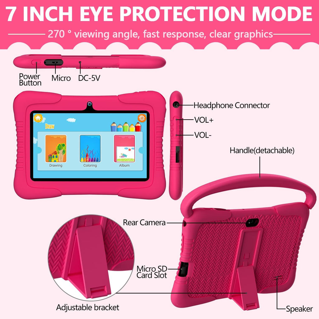 Kids Tablet 7 inch Android 11.0 HDTouchscreen Display 2+32GB Dual Camera Pack of 2 O68652