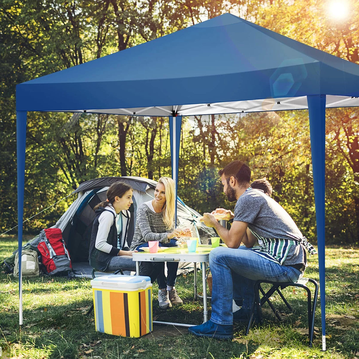 10x10ft Popup Canopy with 4 Sidewalls Blue D516