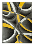 Gray Yellow Black White Abstract Area Rug L111266