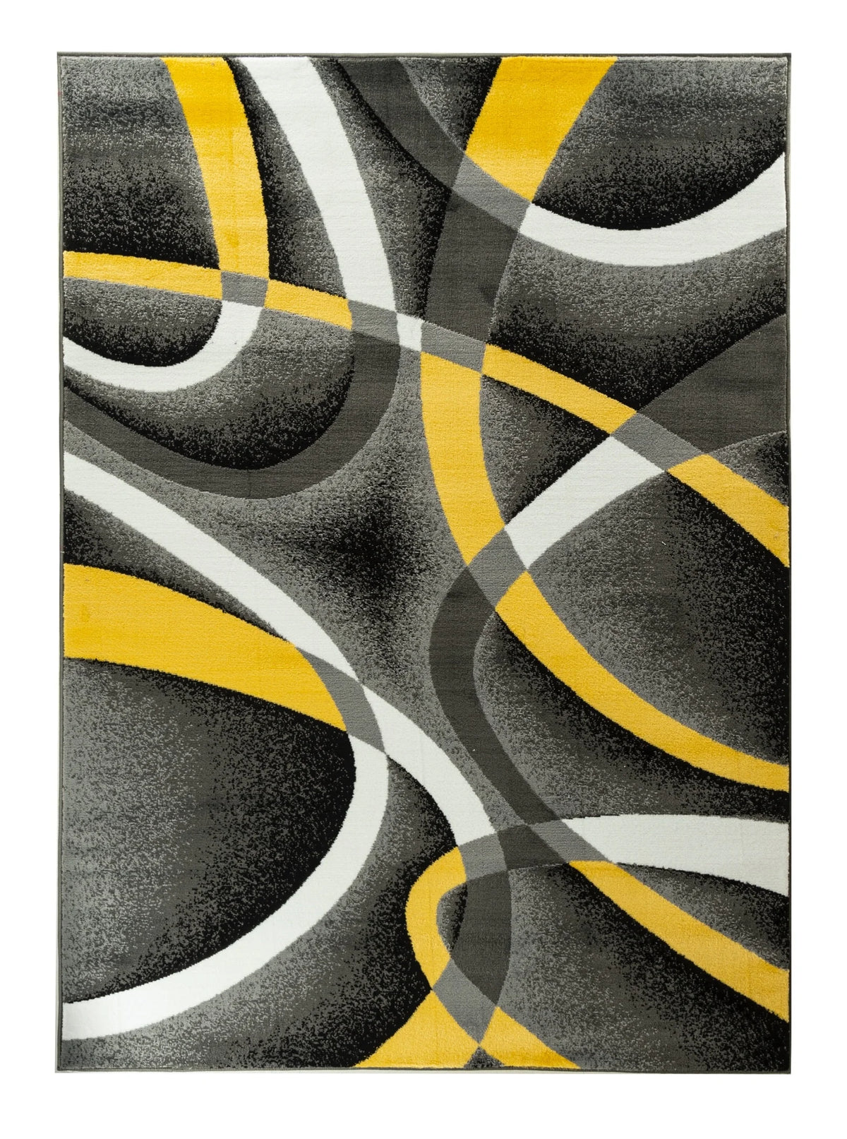 Gray Yellow Black White Abstract Area Rug L111266