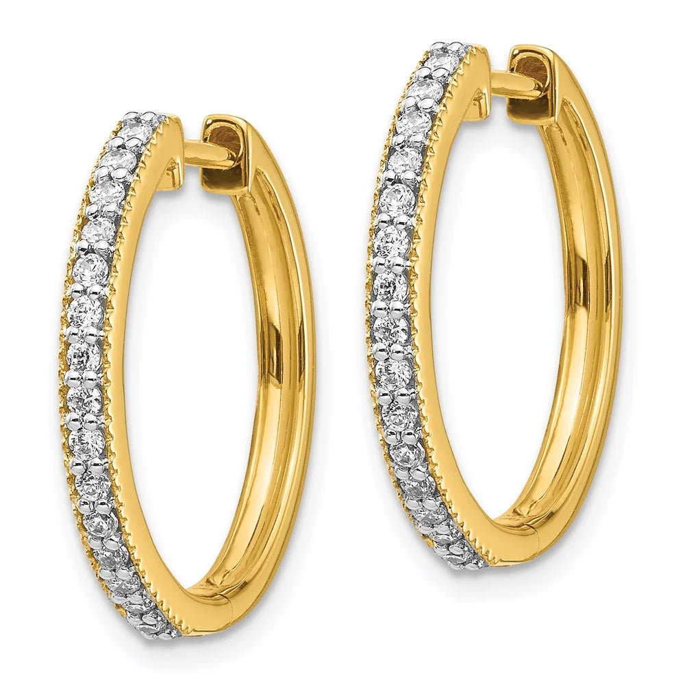 14kt Yellow Gold Diamond Hinged Hoop Earrings I15577