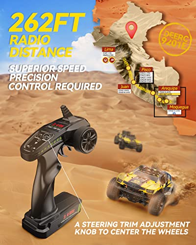 1:10 Large Remote Control Truck with Lights, 48 km/h 4x4 Off-Road Electric Vehicle with 2 Rechargeable Batteries A606