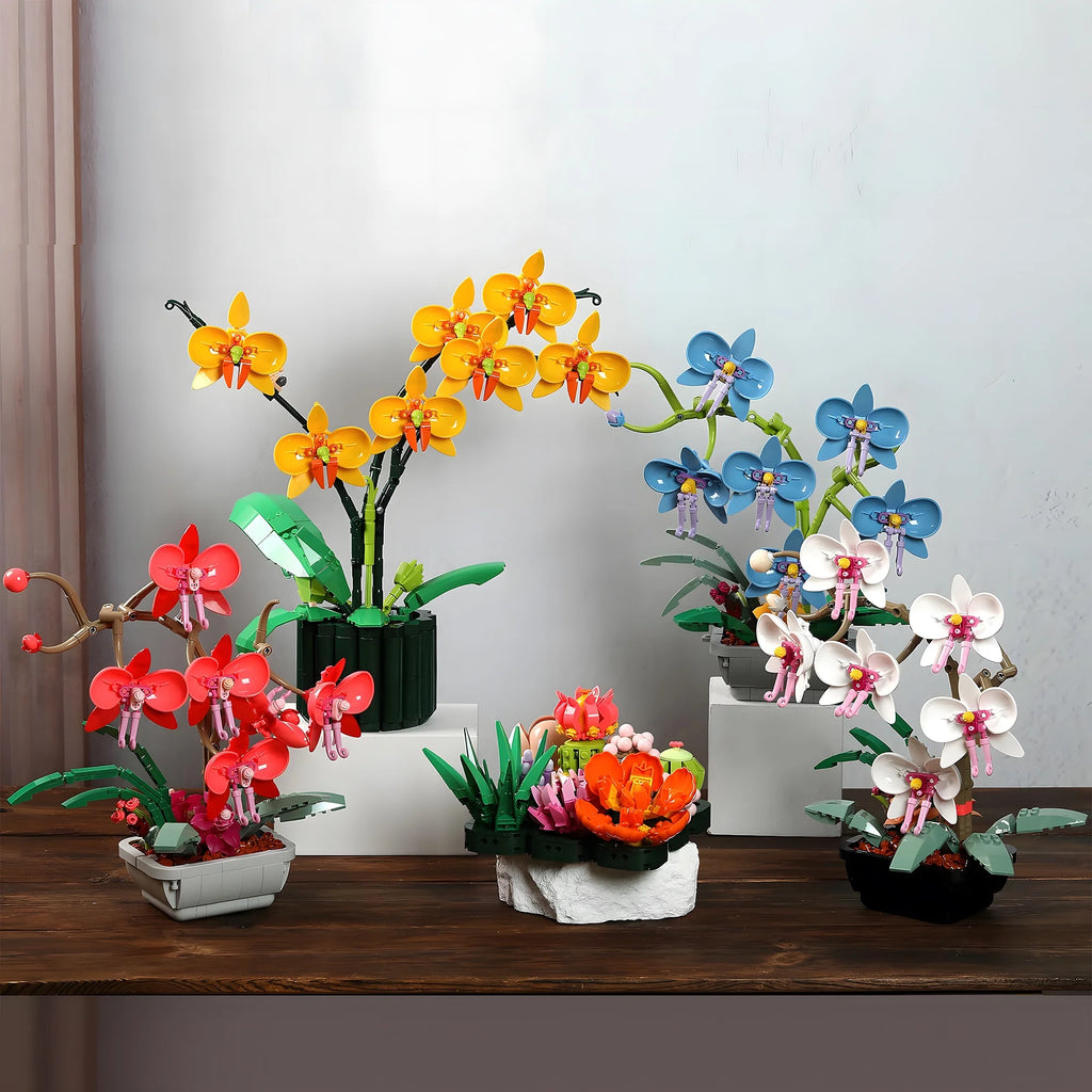 White Orchid Bouquet Building Block Set P80144
