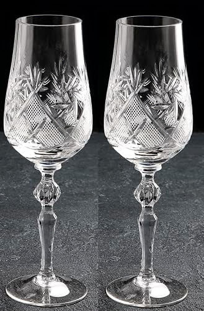 Hand Made Vintage Crystal Champagne Flute Glasses Set Of 2 P724