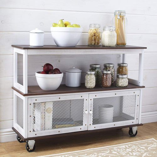 3-Tier Rolling Buffet Cart with Metal Accents C771465