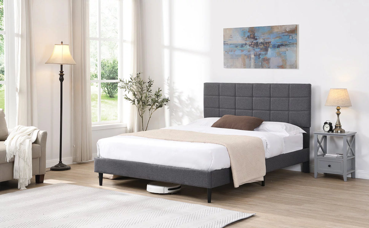 Gray Upholstered Platform Bed D78320