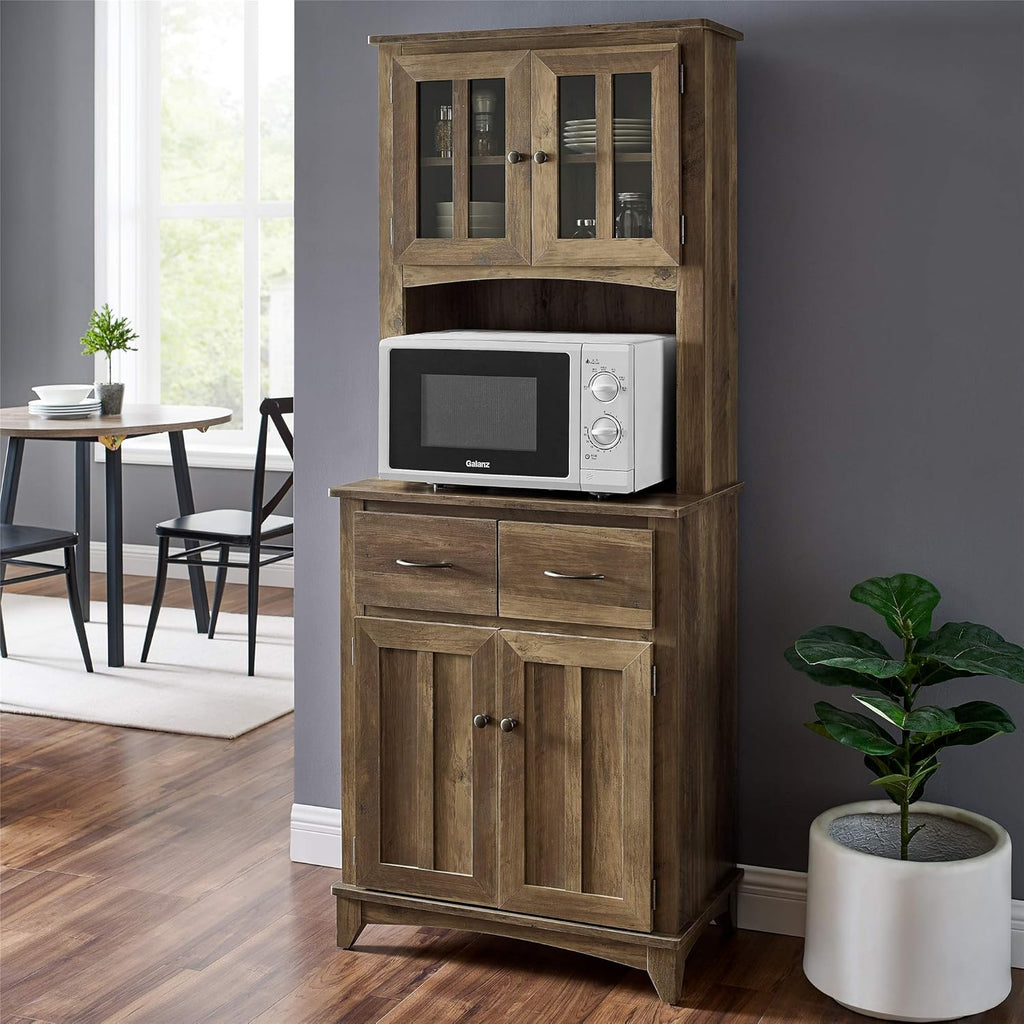 Charcoal Microwave Storage Stand with Double Door Cabinets O221