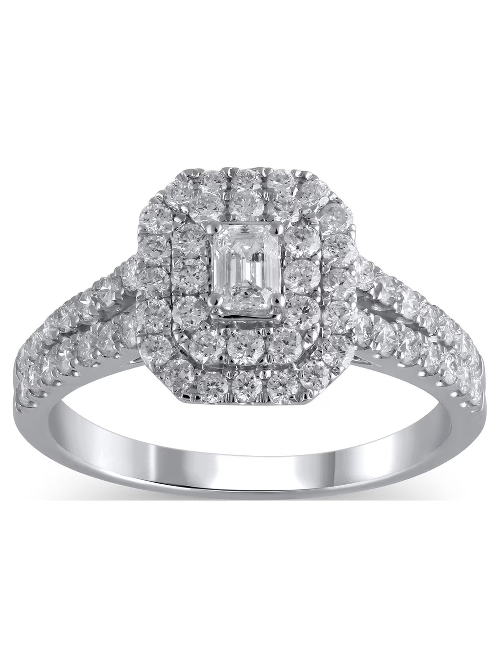 Emerald Cut Diamond Engagement Ring in 10kt White Gold M866