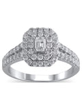 Emerald Cut Diamond Engagement Ring in 10kt White Gold M866