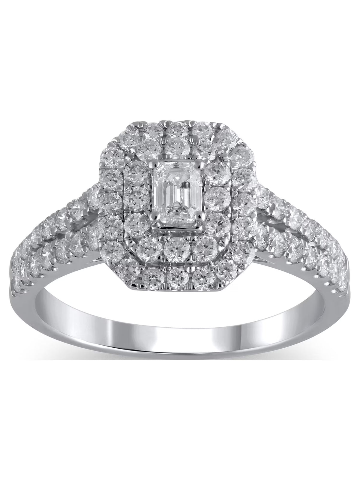 Emerald Cut Diamond Engagement Ring in 10kt White Gold M866