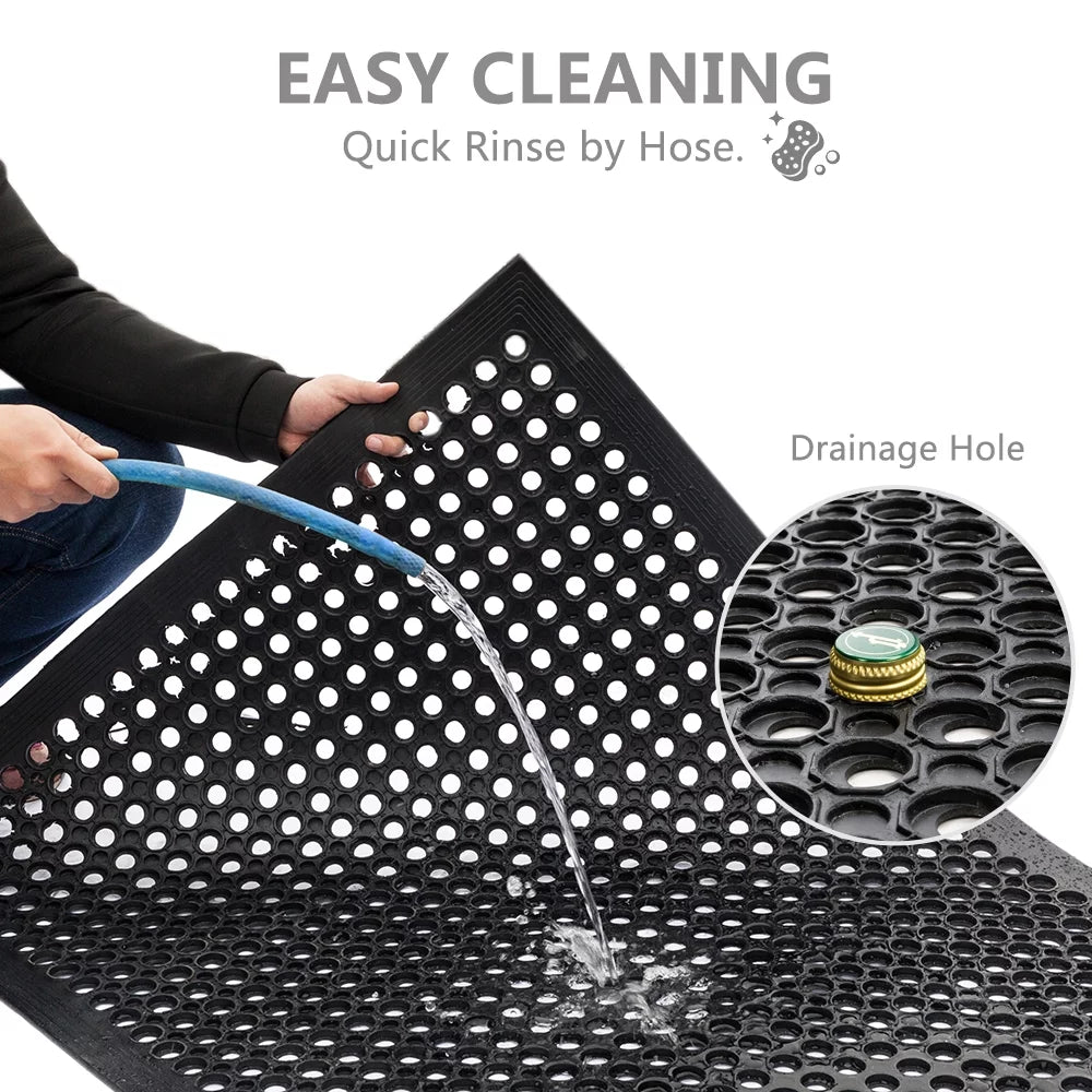 Black 36" x 24" Rubber Floor Mat S651683