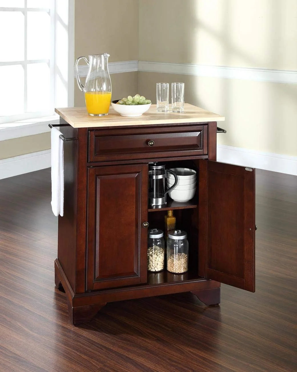 Kitchen Island With Natural Wood Top X44807