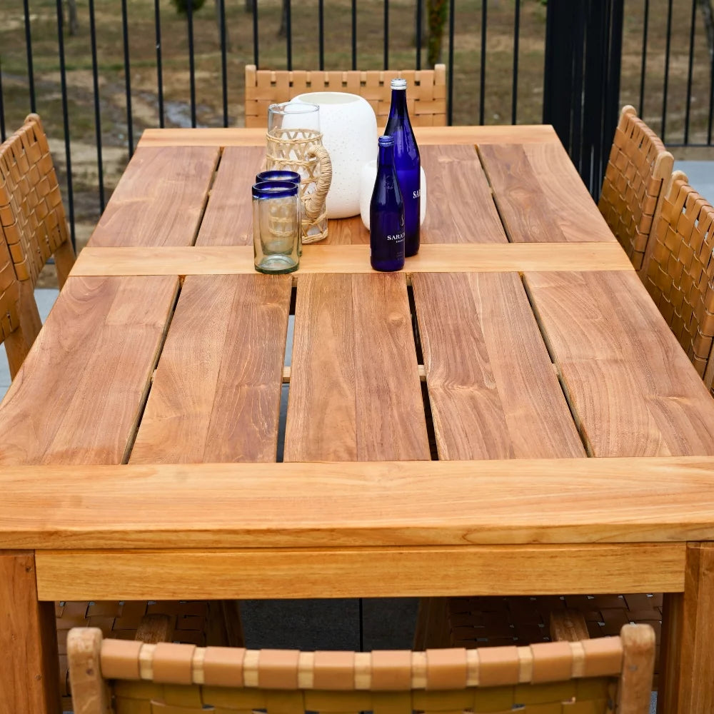 Teak Wood 8-person Long Rectangular Dining Table N725