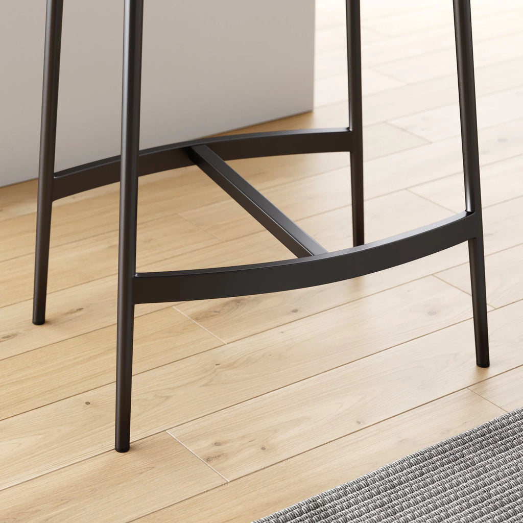 Brown Backless Upholstered Bar Stool with Metal Base R82112