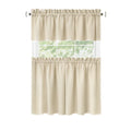 Tan & White Window Curtain Set N5056