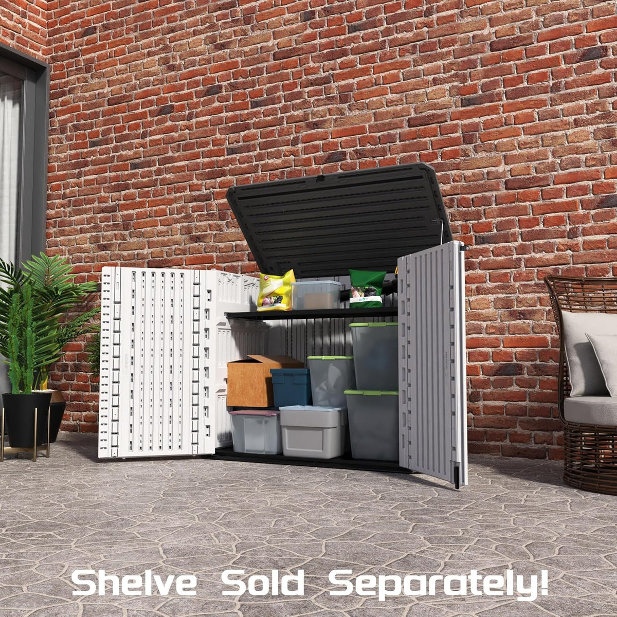 White Resin Outdoor Storage Cabinet Q436