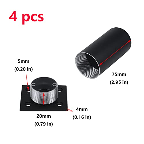 Black Set of 4 Aluminum Alloy Furniture Adjustable Feet O712203