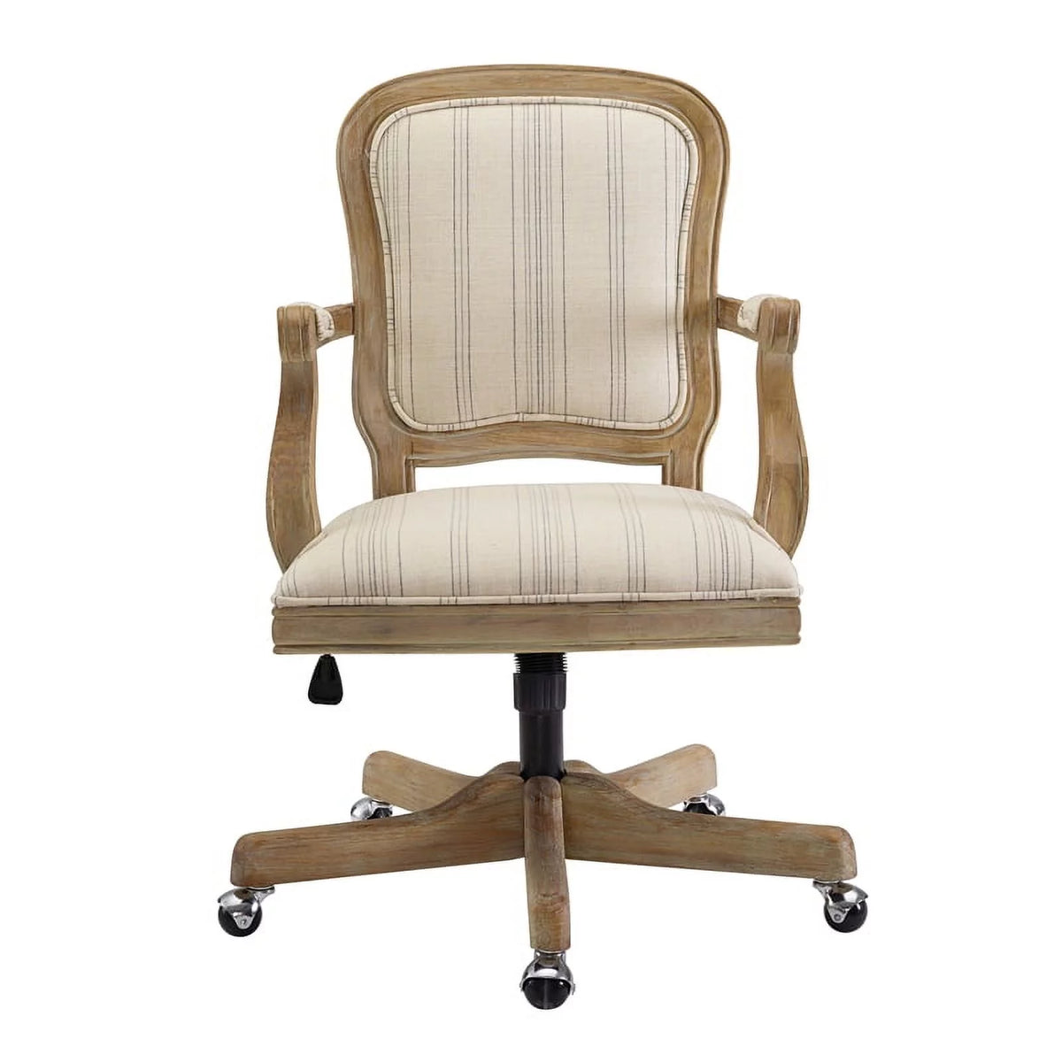Beige Stripe Upholstered Office Chair with Wheels Q512