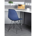 Navy Blue Armless Plastic Shell Dining Chair with Metal Legs C998379