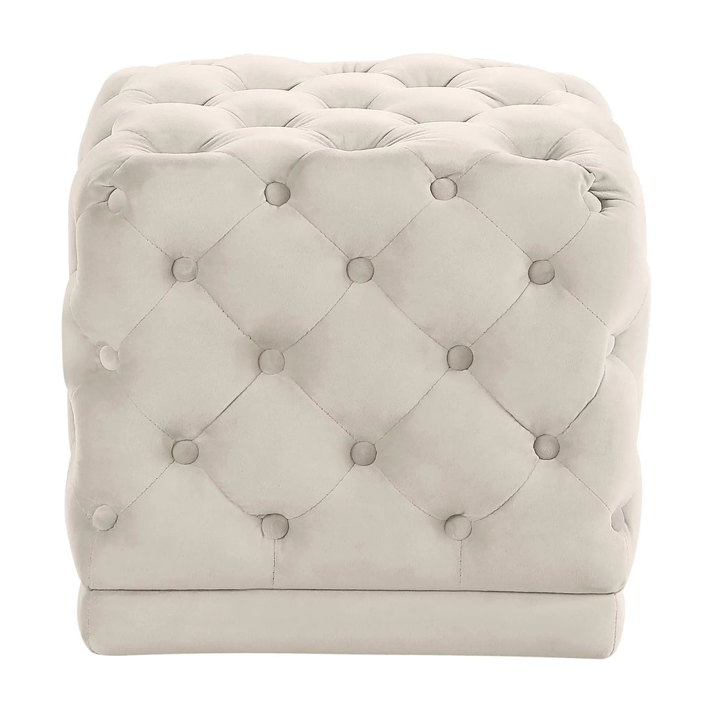 Cream Velvet Ottoman/Stool Z6345