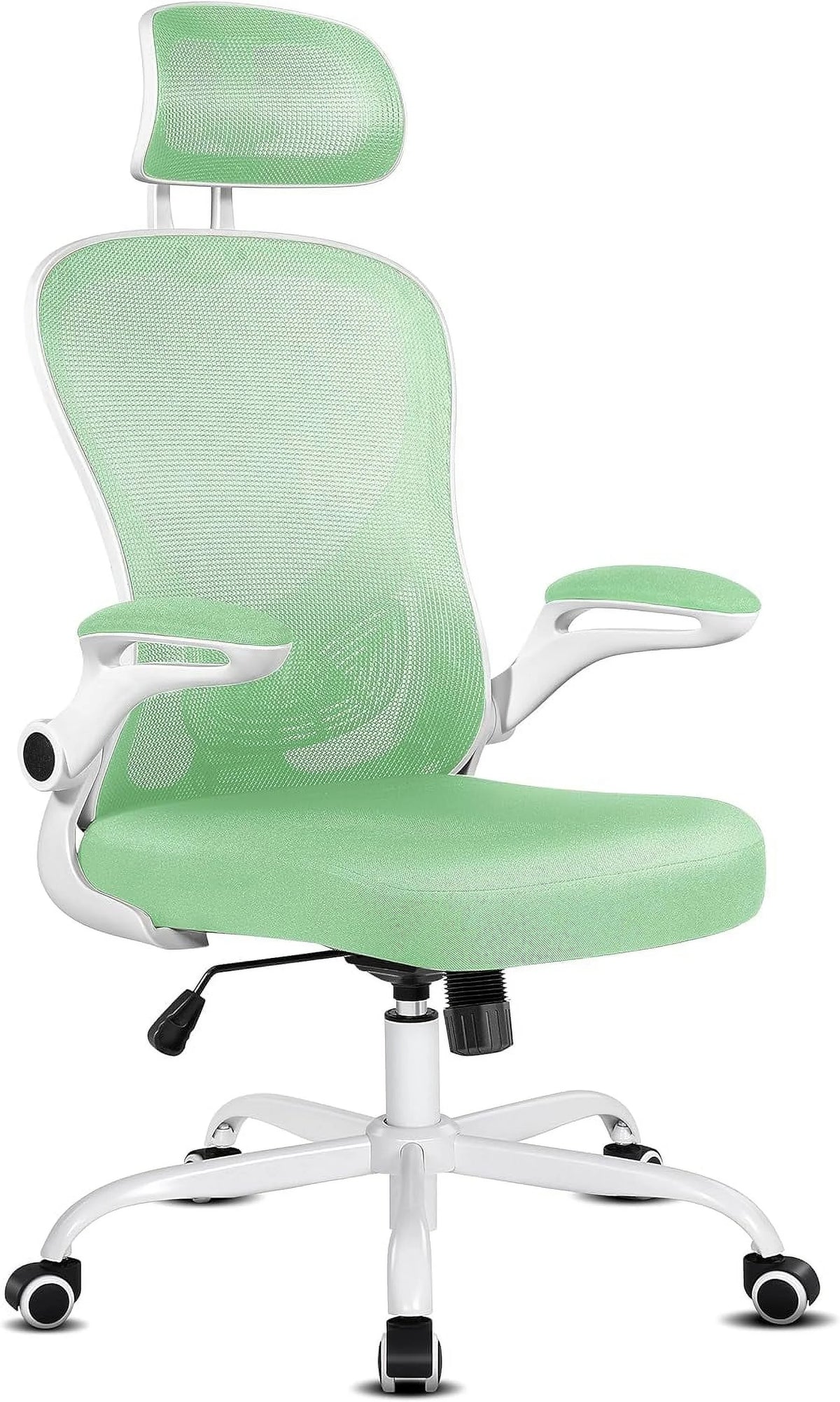 Ivory White Leather Office Chair with Flip Up Armrest P80984
