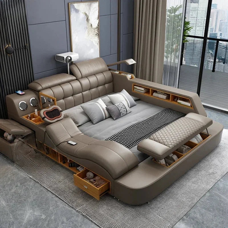 King Double Bed Leather Storage Bed G350