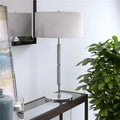 Minimalist Bedside Table Lamp with Linen Drum Shade E94331