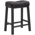 Black Faux Leather Saddle Seat Counter Height Barstools P36148